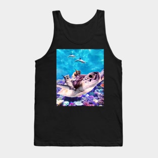 Cute Funny Cat Turtle Tank Top